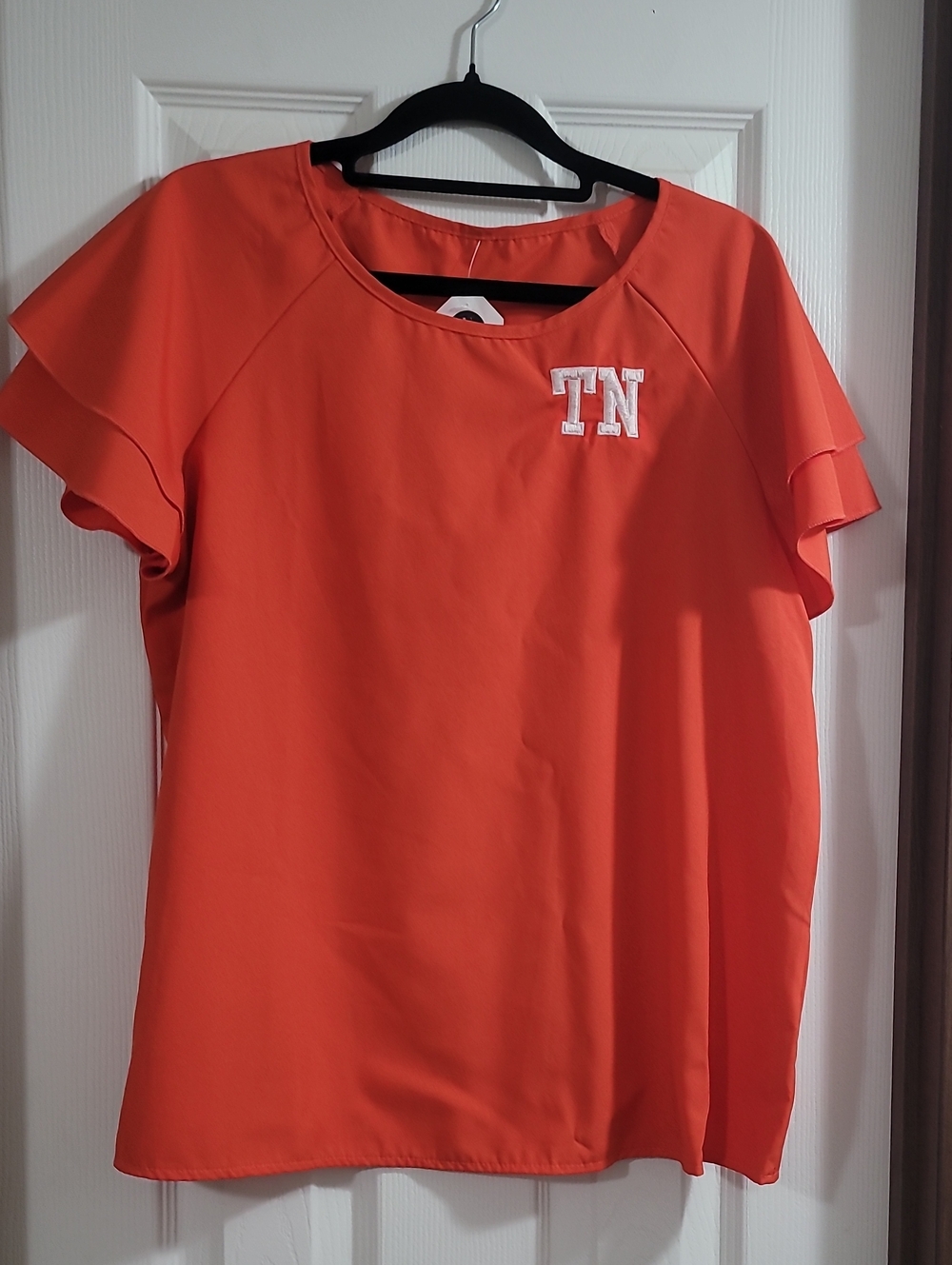 Elby Designs TN Embroidered Orange Women's Ruffle Sleeve Top